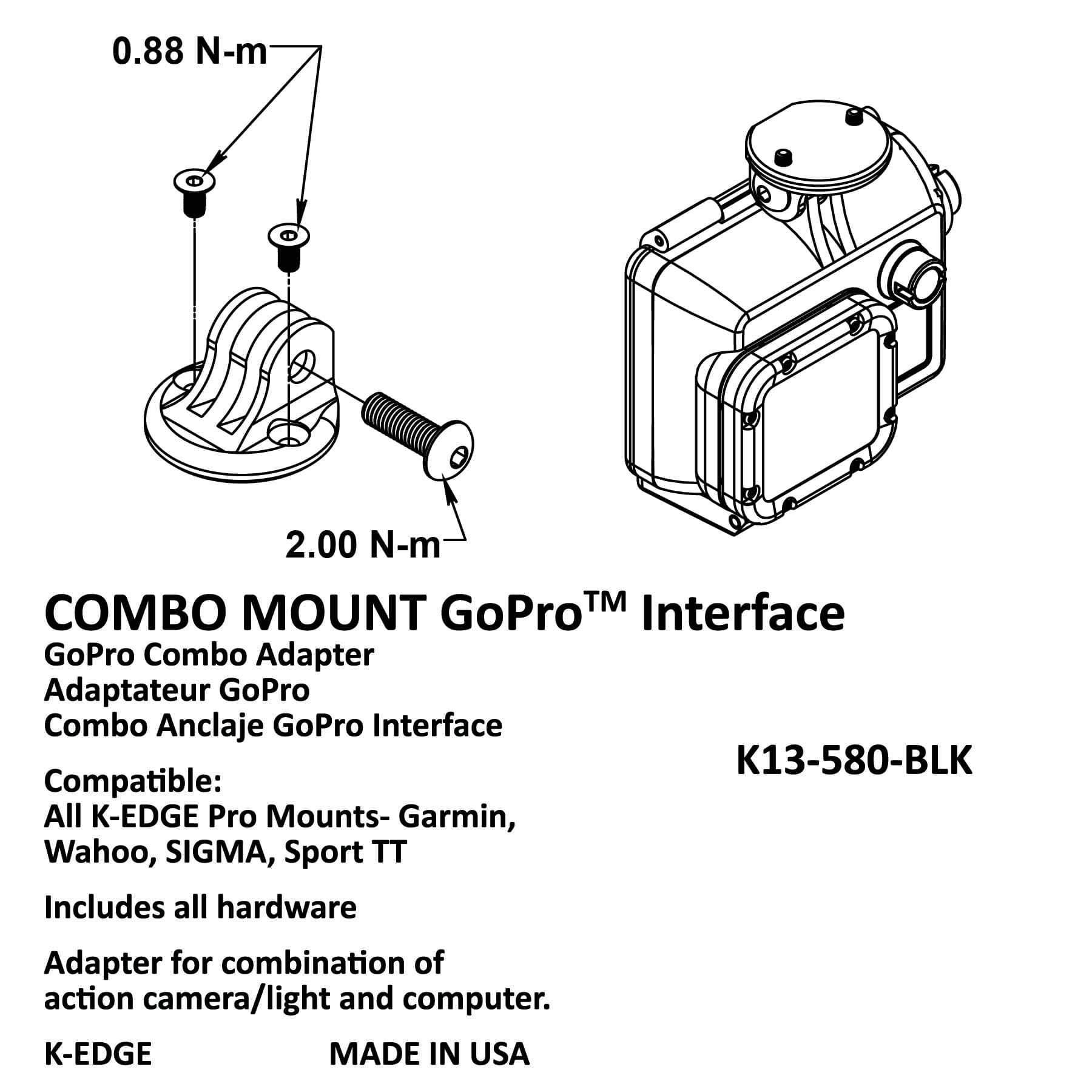K-EDGE GoPro Combo Mount Interface